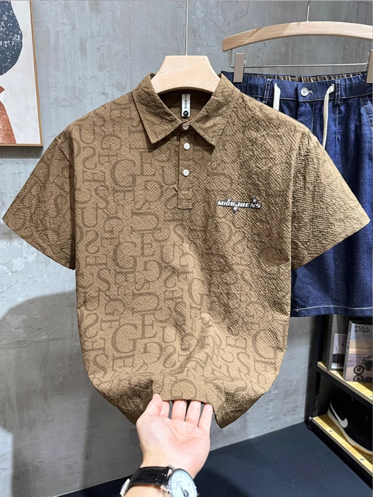 

Men's ort Sve irt Summer Thin Faion High End Collar T-irt f Sve irt Top Youth ular Stand Fit