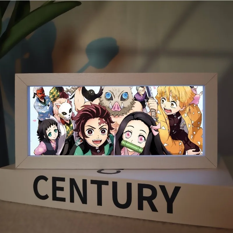 

Demon Slayer Anime LED Night 3D Box Light Tanjirou Zenitsu Nezuko Table Lamp for Bedroom Decor Collectible Gift