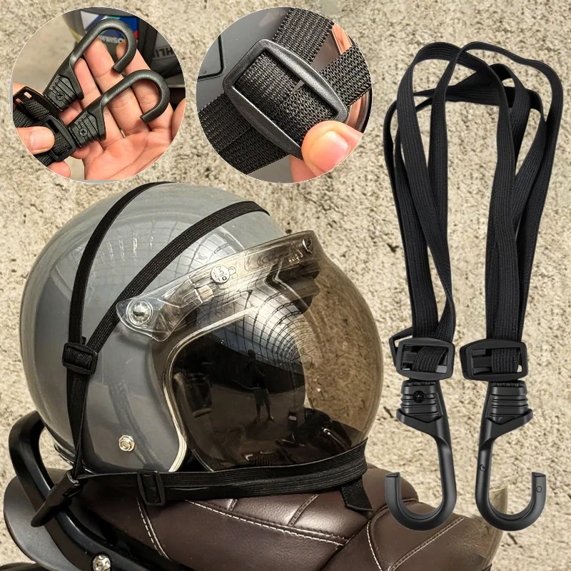 1/2pcs Motorcycle Helmet Luggage Strap Multi-functional Luggage Elastic Rubber Band Strap with Adjustable Elastic Band and Hooks - Image 3