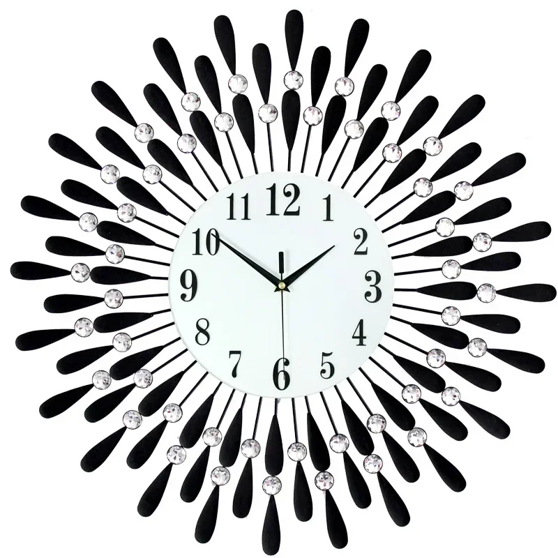 For Nordic Minimalist Metal Wall Clock, Glass Crystal Home Clock, Living Room Decoration, Wall Hanging Watch