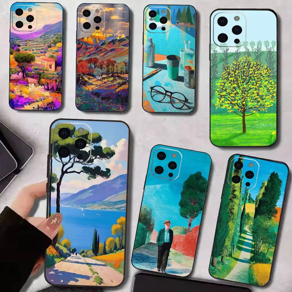 

D-David Hockney Paintings Phone Case For iPhone 17, 16,15,14,13,12,11 Plus,Pro Max, Others Soft Black Cover