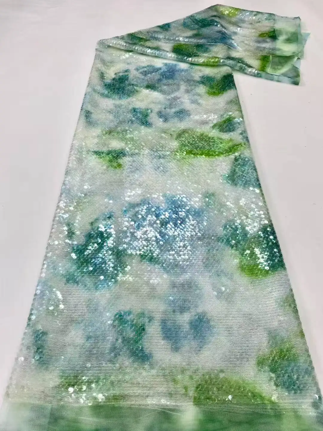 

African Nigerian Cotton Wedding Tulle Lace Fabric ,Party Dress Sequins For Sewing,Water Soluble, High Quality ,5 Yards