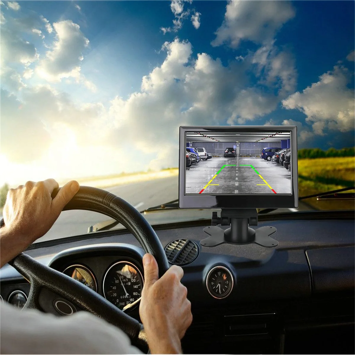 

12V-24V 7 Inch TFT LCD Color HD Monitor with License Plate Camera for Car CCTV Reverse Rear View Car