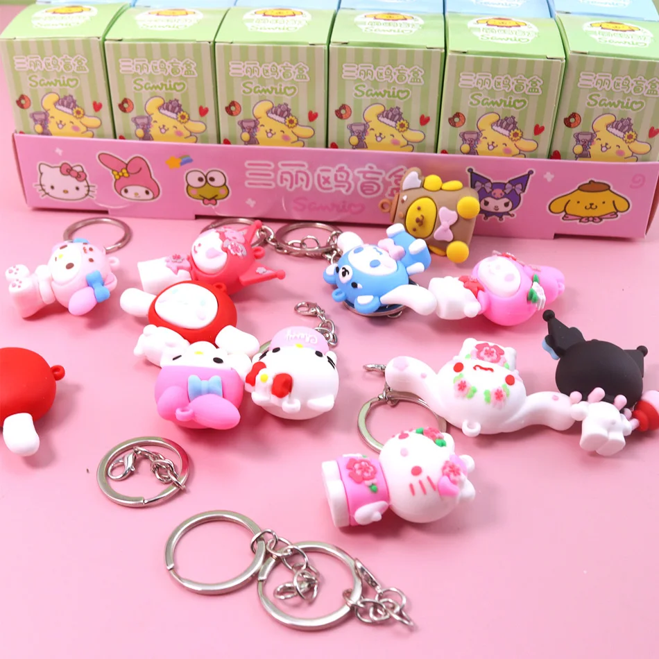 

Anime Sanrio Hello Kitty Black Girl Keychain Pendant Character Pokémon Pikachu Keychain Blind Box Toy Children's Christmas Gift