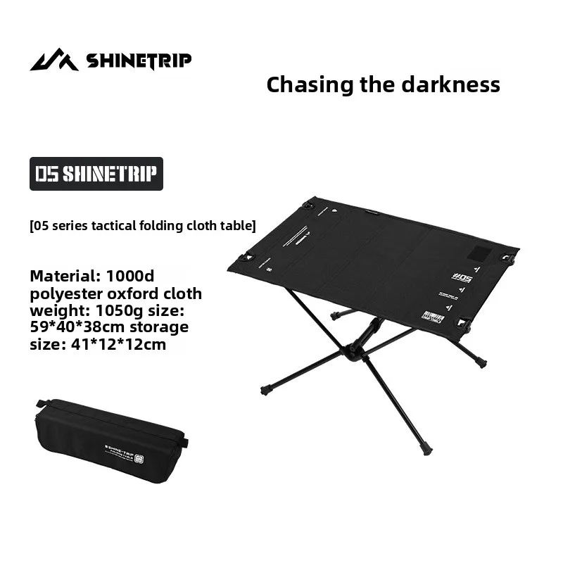 Lightweight Tactical Camping Table with Fabric Top and Aluminum Alloy Frame, Foldable Portable Outdoor Table for Picnic Hikin