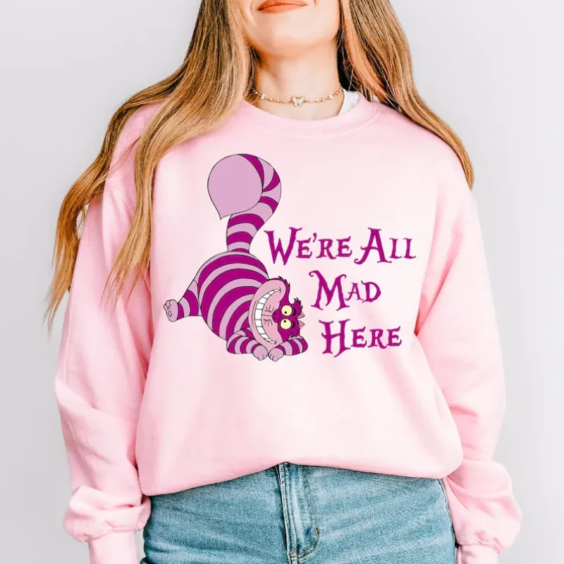 ديزني المرأة أليس في بلاد العجائب شيشاير القط البلوز الرجال سترات قطنية عالية الجودة البلوز الخريف الشتاء الصوف المتضخم طويلة الأكمام