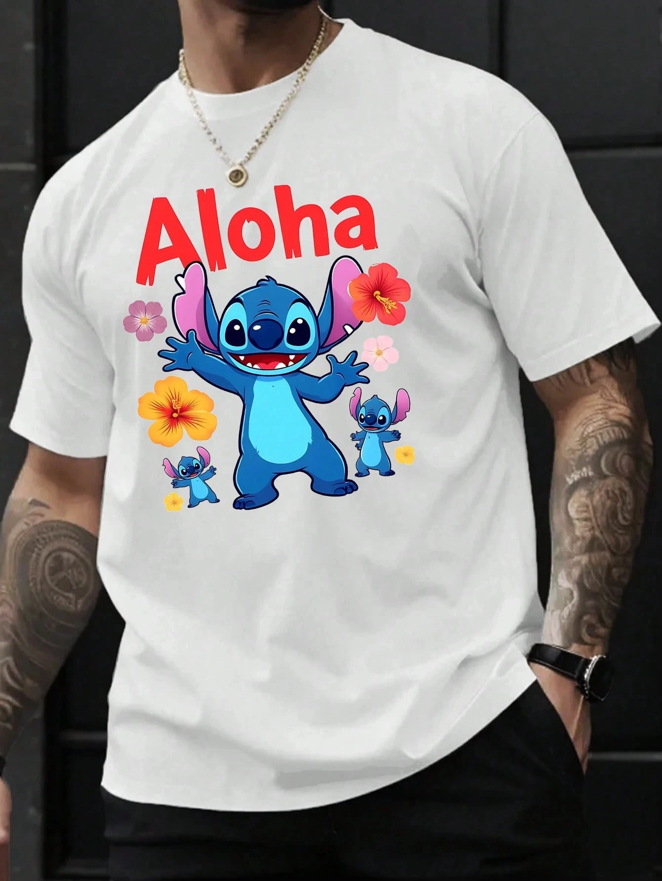 

Gothic Stitch Disney Funny Cartoon T Shirt Men Lilo Stitch T-shirt Graphic Tshirt Hip Hop Top Tees Men's Clothing New In Tops