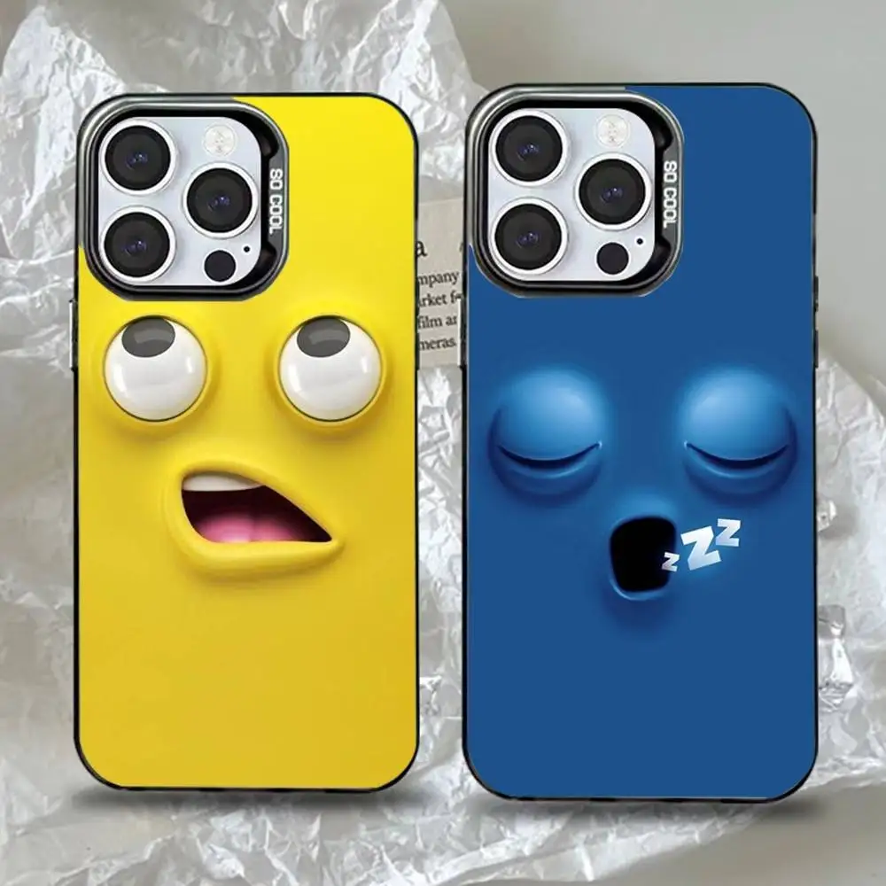

Funny Face Phone Case For iPhone 16,15,14,13,12,11,Pro,Max,Plus,Mini,XS,SE Anti Fall Black Matte Hard Bumper
