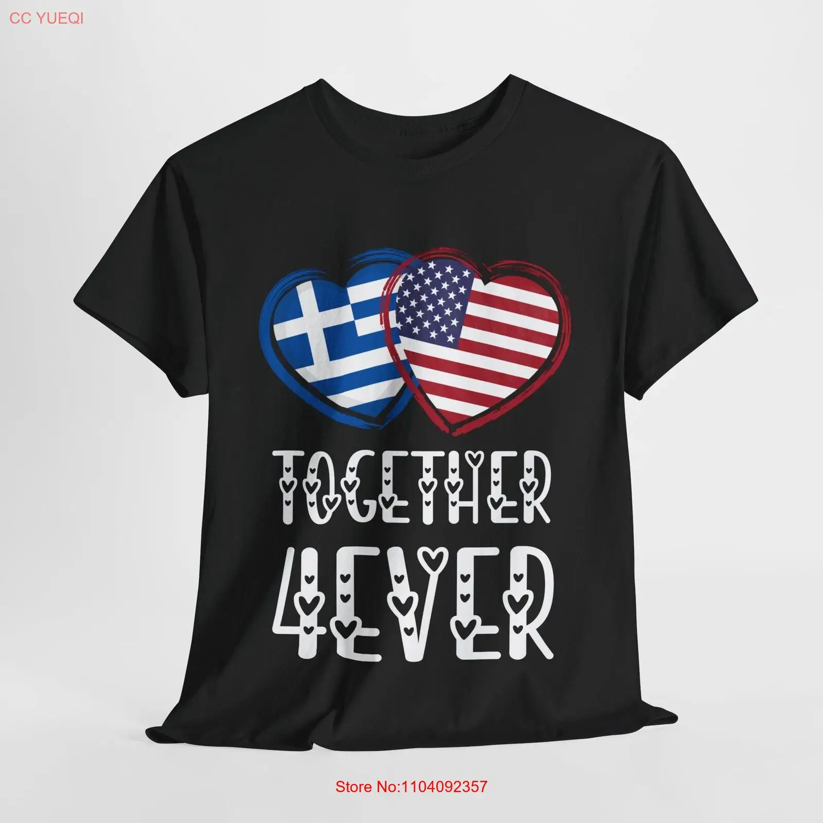 Greece USA Gift Flag Heart Greek American Together 4ever T-Shirt Tee Shirt