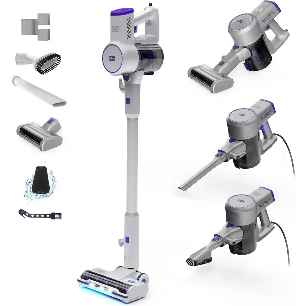 Black+Decker Powerseries+ Corded 4 in 1 Stick Vacuum, Upright to Hand-Vac Multi Surace, LED loor , HEPA iltration, Powerul 14k P