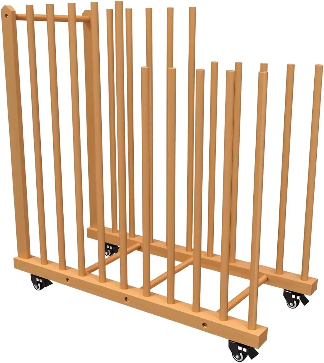 

Wood Art Drying Storage Stand with Handles & Caster Wheels for Canvas, Drawing Boards, and Artworks in Studios