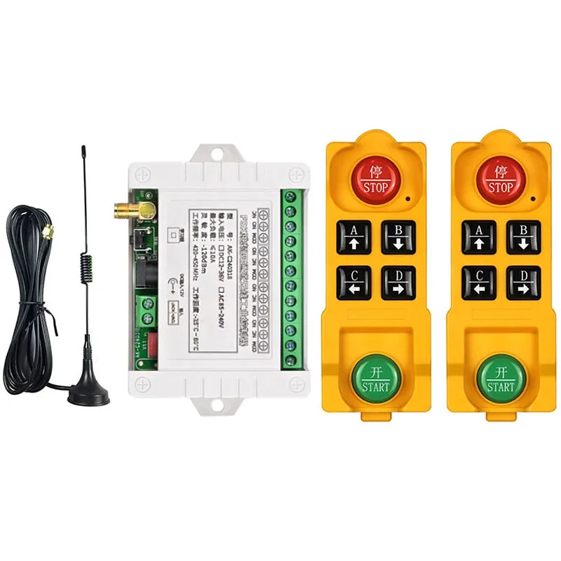 Commutateur de télécommande sans fil FM 4 canaux DC 12V 24V 36V avec récepteur radio et antenne à ventouses pour télécommande longue portée 2000M