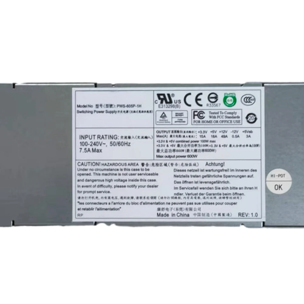 PWS-605P-1H SuperMicro 600W 1U 80+ Platinum PSU Power Supply Server Switching Redundant Power Supply Module Original