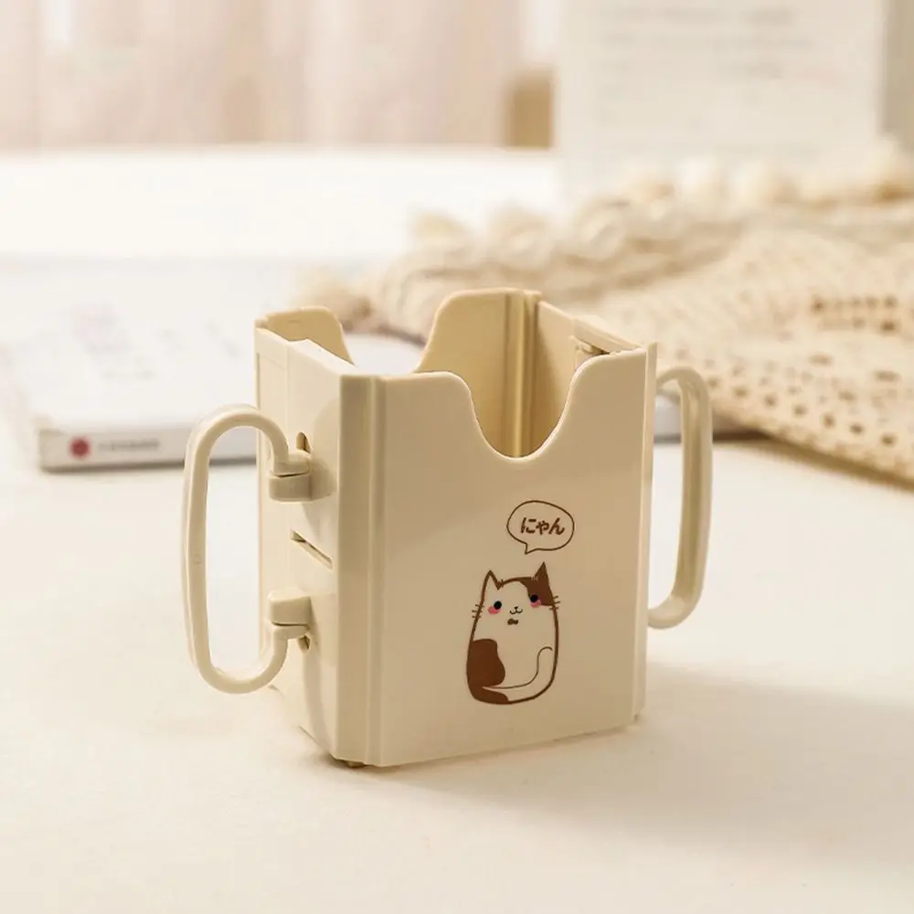 

Cartoon Cat Juice Box Holder Milk Box Food Storage Water Cup Tool Self-Help Adjustable Handles Drinking Storage Box Toddler