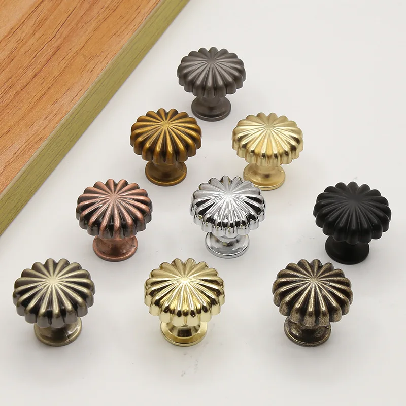 

2pcs Nordic style bronze pumpkin handle metal drawer single-hole handle wardrobe and cabinet antique handle door handle