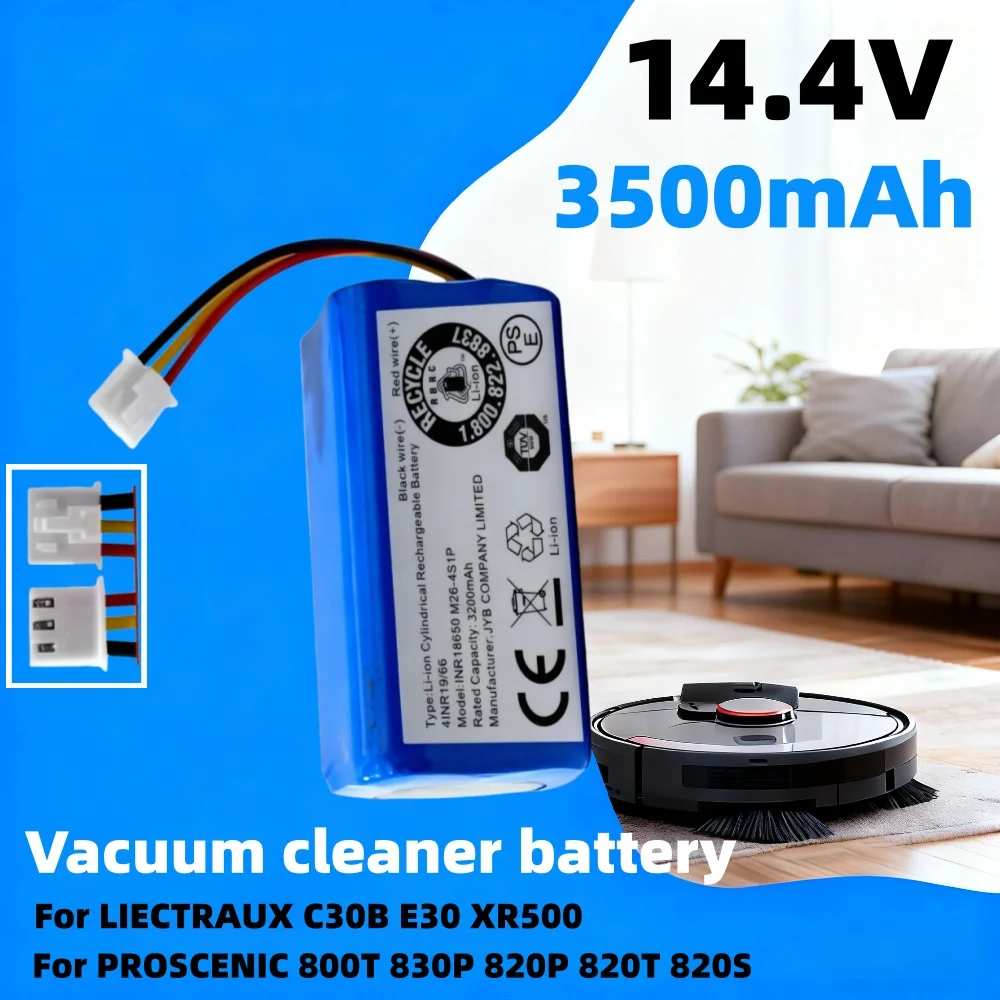 

14.4V rechargeable battery 3500mAh For LIECTROUX C30B XR500 E30 For PROSCENIC 800T 830P 820P 820T 820S Robot Vacuum Cleaner