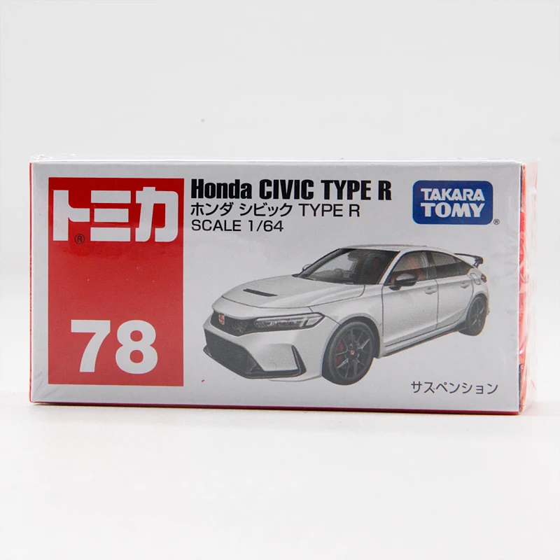 TAKARA TOMY-modelo de coche de aleación fundido a presión, caja roja y blanca, número 78, Honda Civic Tipo R, juguetes de colección para niños, regalos para niños