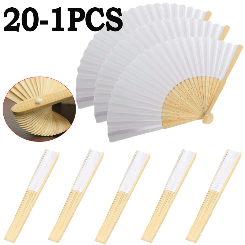 

Blank White Folding Fan Hand Practice Foldable Paper Fan Portable Hand-painted Personalized Creative for Dance Cosplay Props