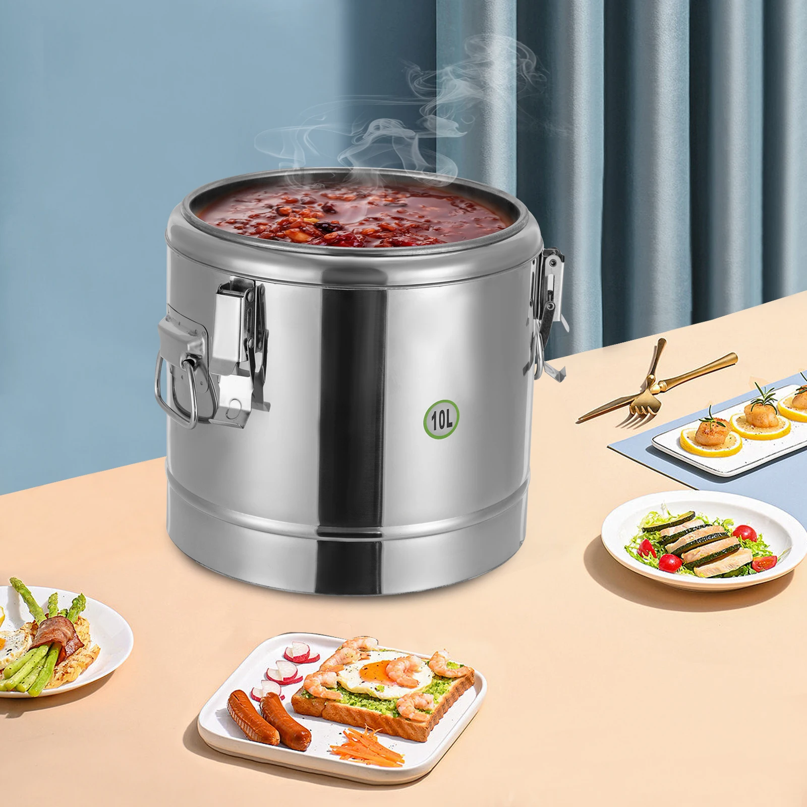 10L/2,64Gal Edelstahl Isolierter Lebensmittelbehälter 304 Thermischer Suppentopf mit Deckel 12H Wärme/Kälte-Erhaltung für Camping Picknick – Detail 12