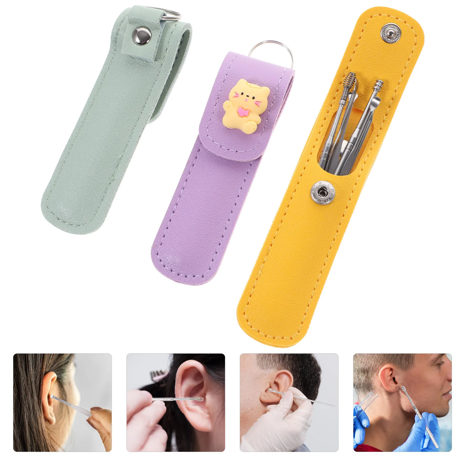 Ear Cleaner Tools Cartoon Style Stainless Steel Ear Digger Spoon Set Anti Rust Earwax Removal Kit for Adults Home Use
