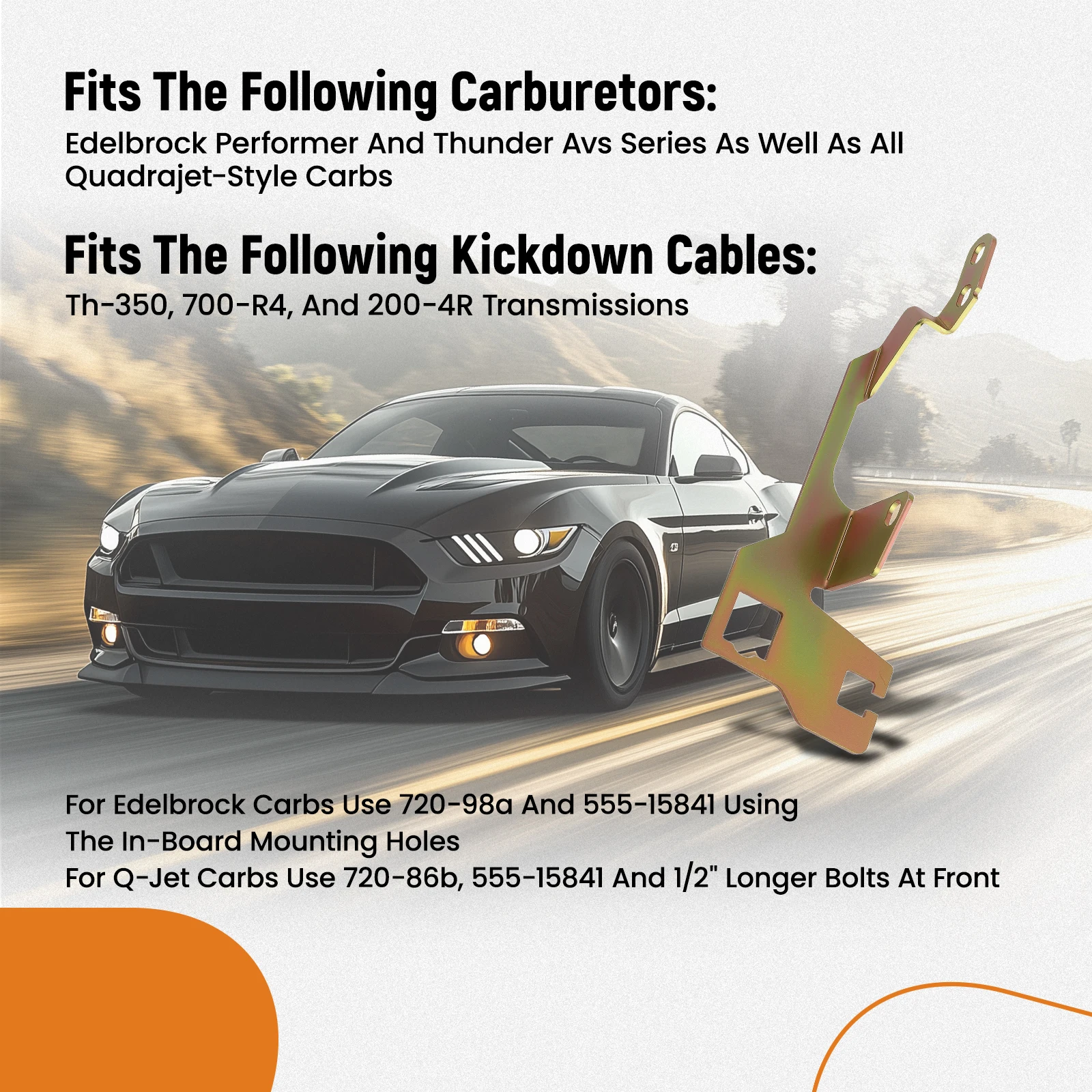 Kit carburateur pour Edelbrock Thunder Quadrajet série 157313, support en acier