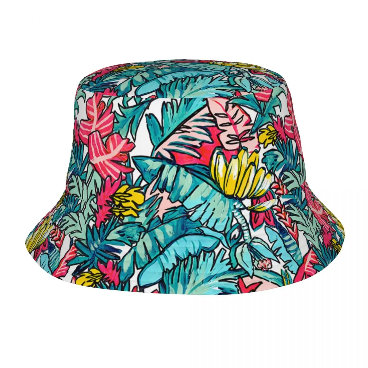 Colorful Banana Leaves Leaf Unisex Bucket Hats Customized Summer Travel Beach Hat