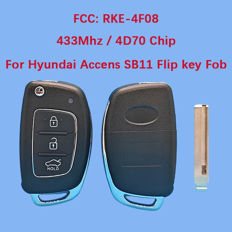 

CN020094 Послепродажный 3-кнопочный смарт-ключ с дистанционным управлением 46 чипов 433 МГц FCC ID RKE-4F08 для Hyundai Accens
