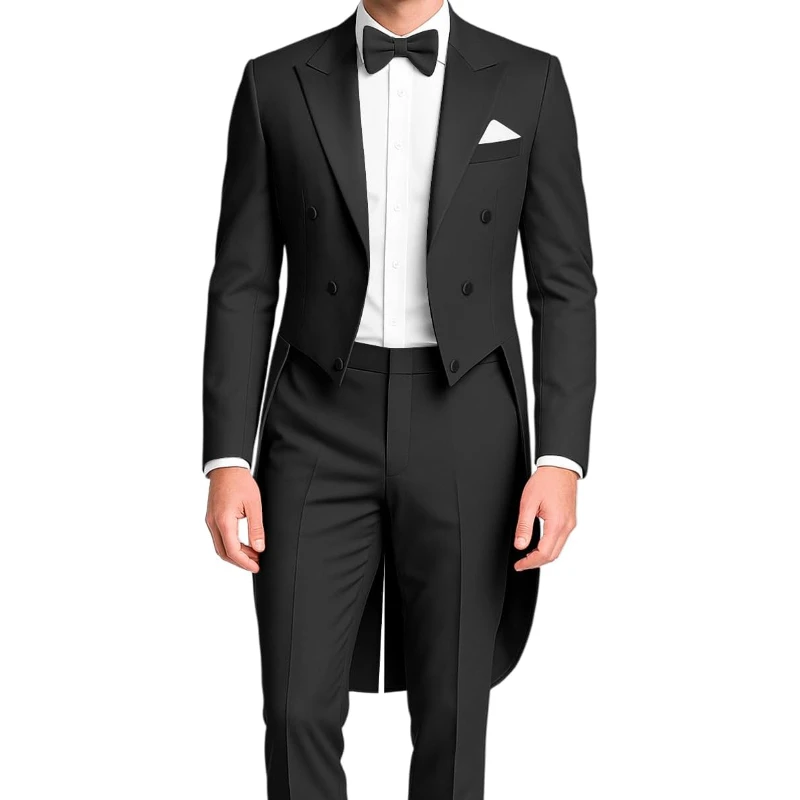 

Мужской фрак, мужской костюм из 2-х частей, приталенный, однобортный, с вырезом в форме ласточки, для выпускных вечеров, концертов, свадеб