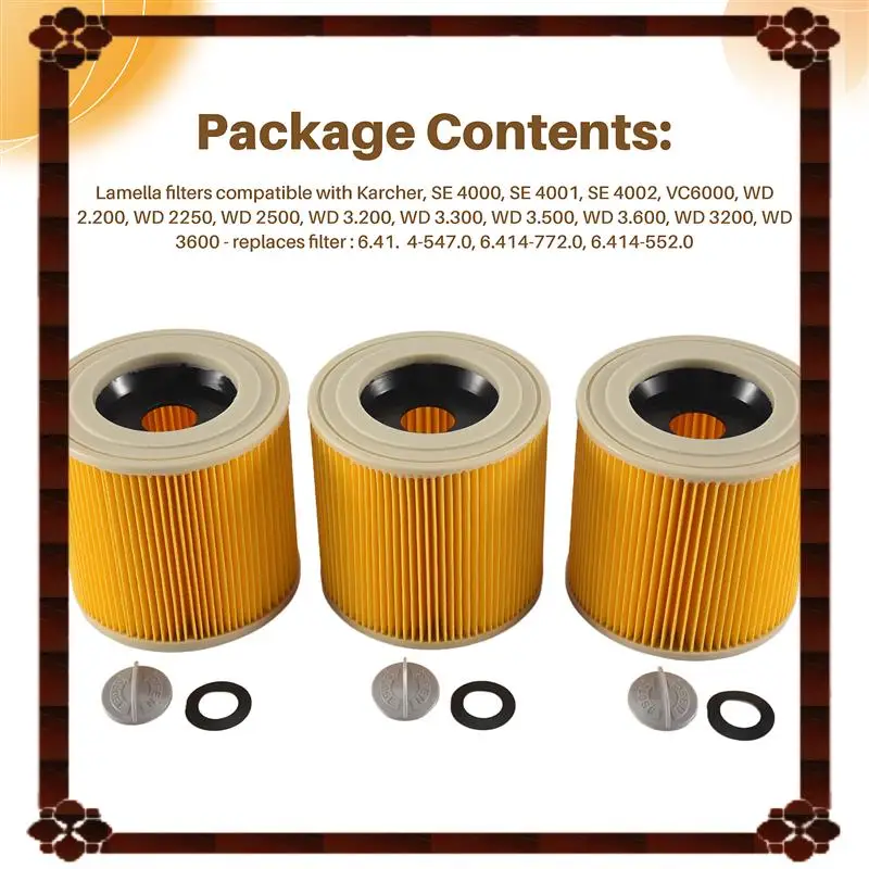 فلتر خرطوشة التسليم لمدة 24 ساعة للمكنسة الكهربائية كارشر WD3 Premium WD2 WD3 WD1 MV3 MV2 WD 3 P طقم تمديد ضد Fine D