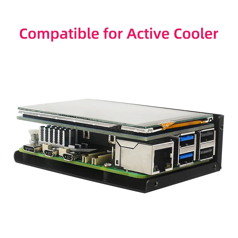 Корпус для Raspberry Pi 5 металлический, 3,5 дюйма, с сенсорным экраном