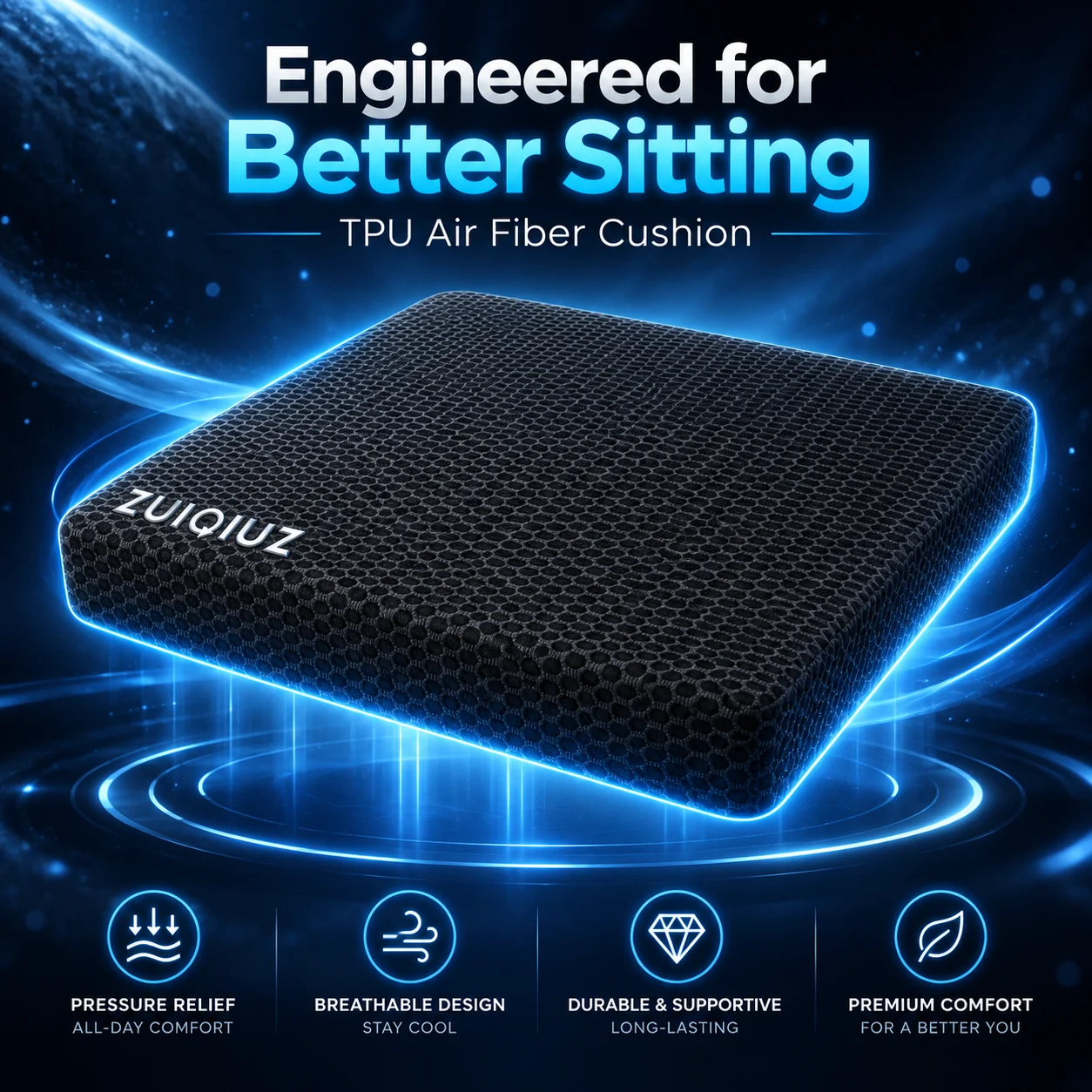 Orthopedic Seat Cushion for Tailbone PainTPU 4D Air Fiber Coccyx Pad Breathable Ergonomic Office Cushion Washable Seat Cushion