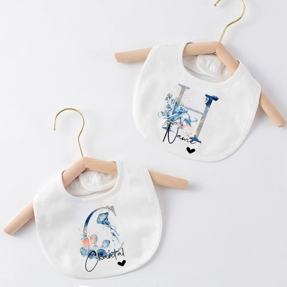 

Personalized Baby Bibs Custom Name Boy Girl Cotton Bib Initial with Name Newborn Saliva Towel Infant Birthday Shower Gift