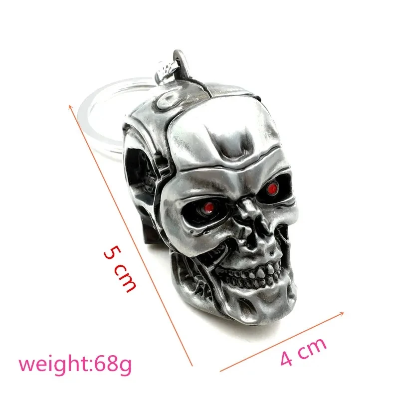 Wholesale 10PCS Vintage Charm Terminator 3D Skull Head Keychain Men Women Fashion Pendant keyring Jewelry Car Key Accessories