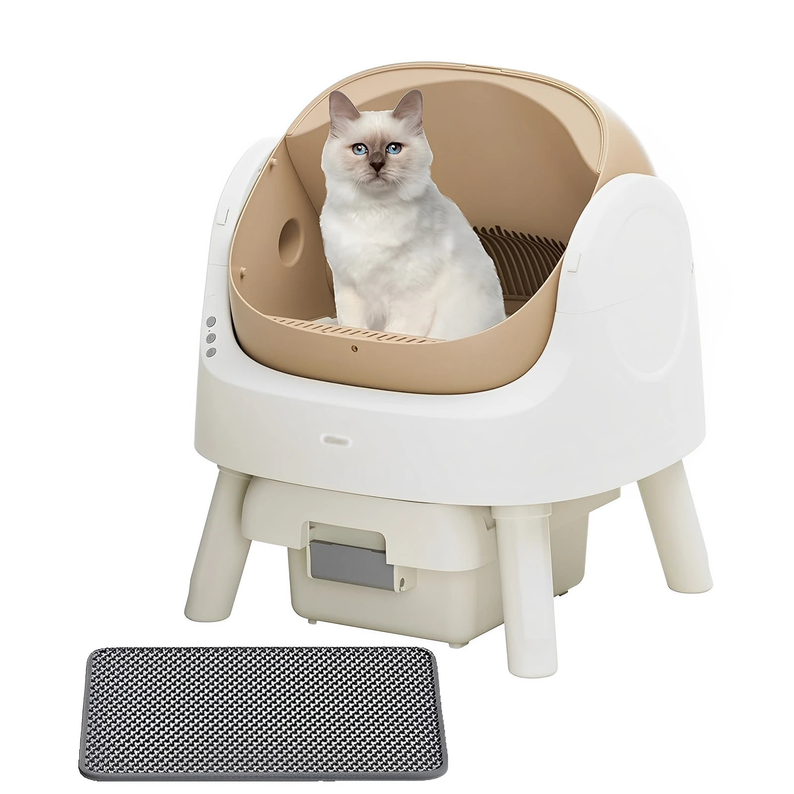 AutoScooper 11, caja de arena automática para gatos con diseño abierto y funcionamiento silencioso, con sensores de seguridad, cubo de basura grande incluido