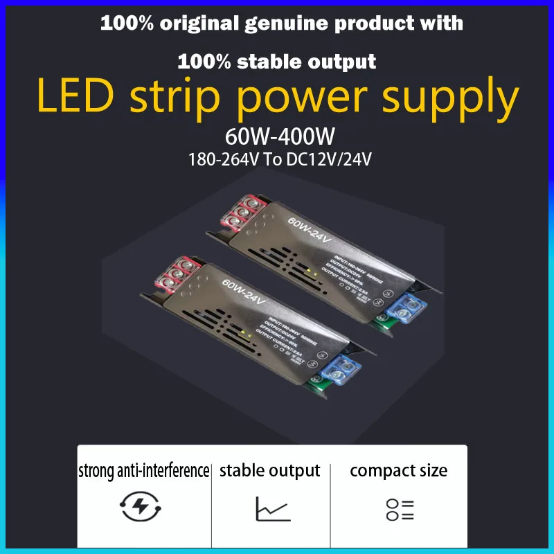 Power Supply Adapter 5A 12A Lighting Transformer DC 12V/24V Ultra thin LED Strip Switch Driver Lamp 60W 100W 150W 200W 300W 400W