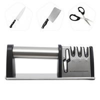 Stainless Steel Knife Sharpeners 4-Stage Kitchen Knives and Scissors Sharpening Tools, Professional Kitchen Knife Accessories