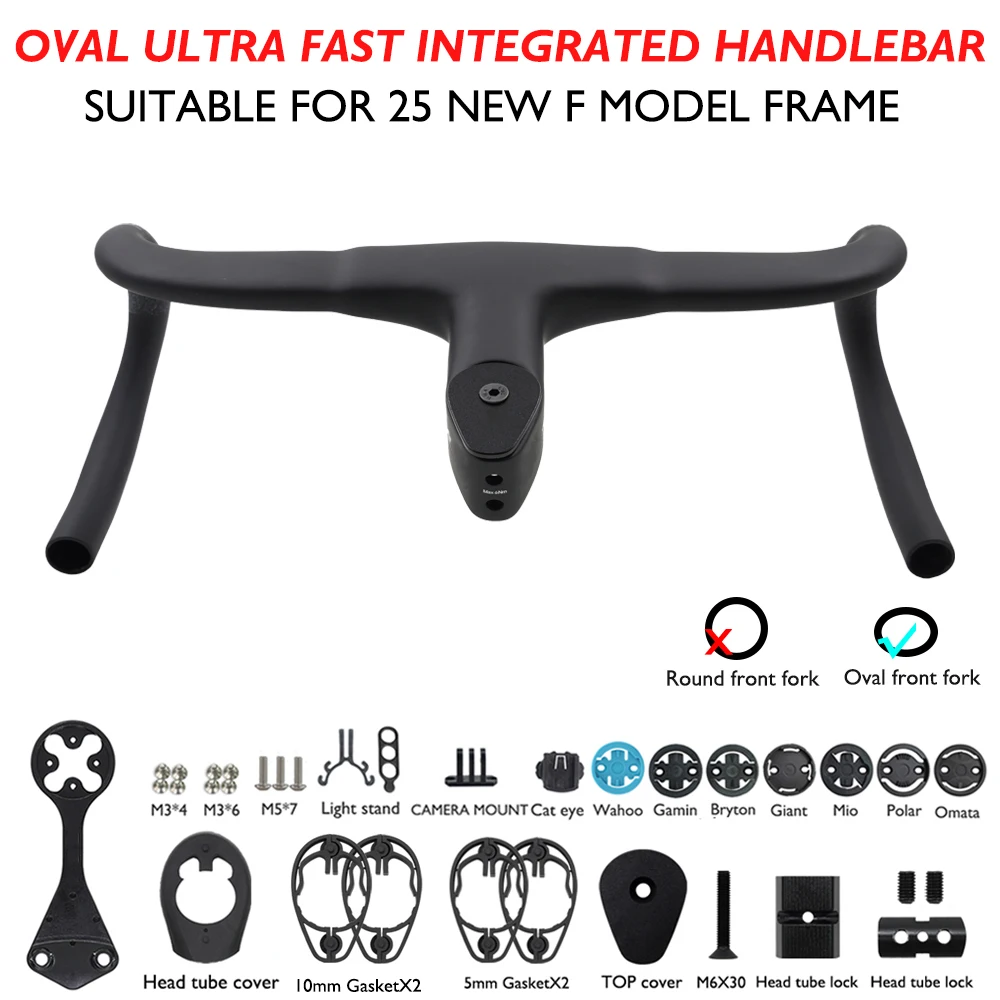 

New Arrival F12 Carbon Integrated Handlebar for Pinarello Dogma F MY25,345g Ultra Light Internal Cable Routing New Aero Design