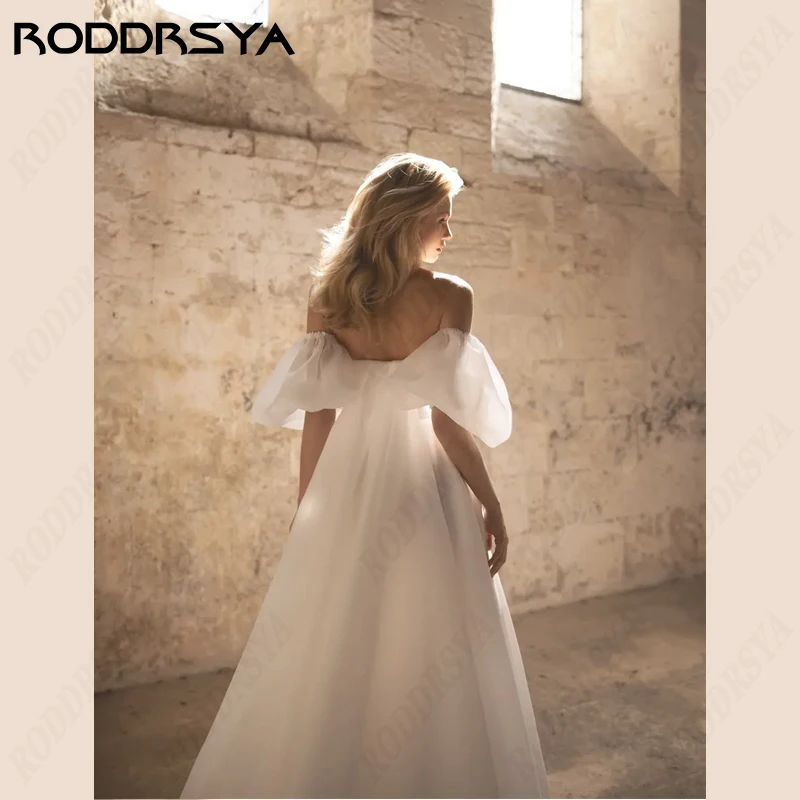 RODDRSYA Sexy Strapless Wedding Dress For Women Chiffon Removable Sleeve Bridal Gown Zipper Backless Vestido De Noiva High Split