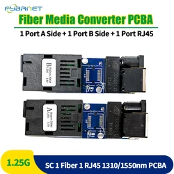 5/10 pair SC Gigabit Mini media converter 1port fiber 1 RJ45 media converter PCBA Board Single mode Simplex 100/1000M