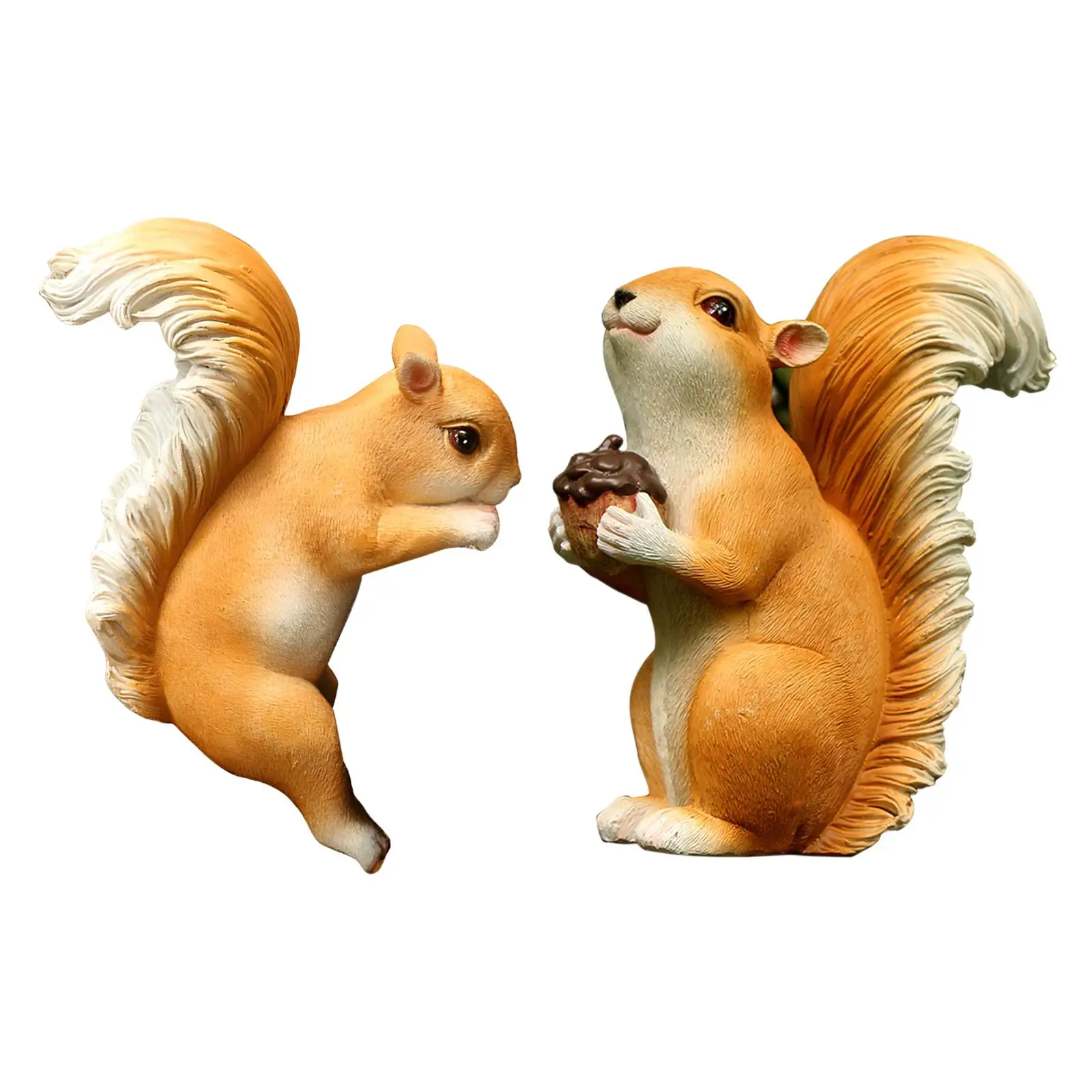 Resin Squirrel Figurines Squirrel Ornament Collectible Animal Model Outdoor