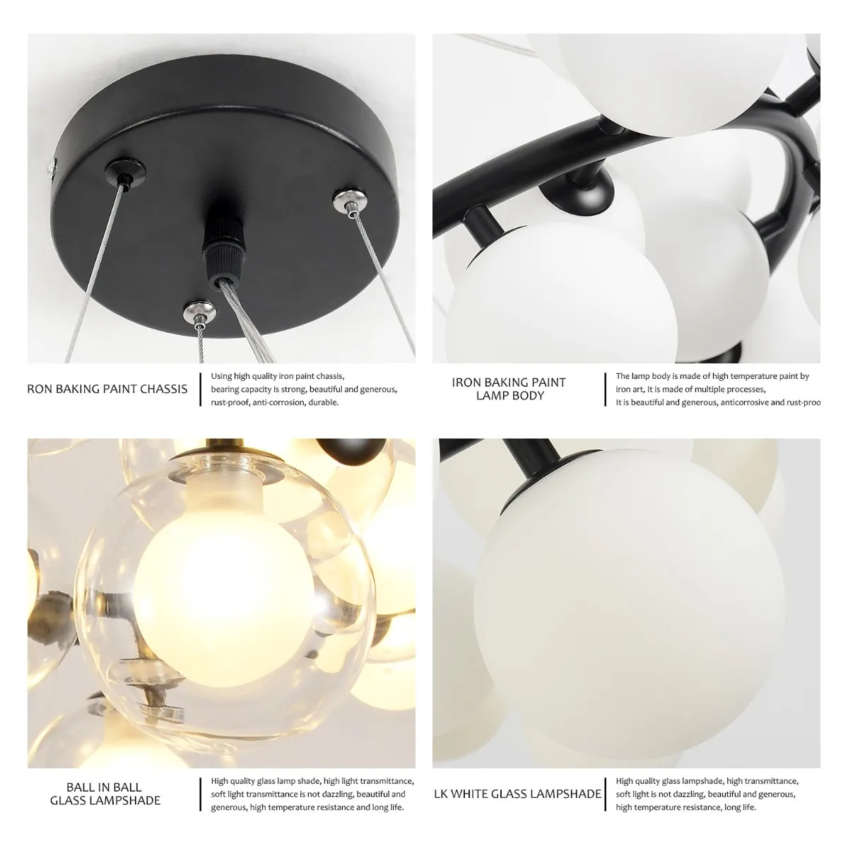 Imagem -05 - Nordic Led Lustres com Bola de Vidro Feijões Mágicos Luzes Penduradas Criativo Restaurante Lâmpada Pingente Apto para Jantar Sala de Estar Quarto g4