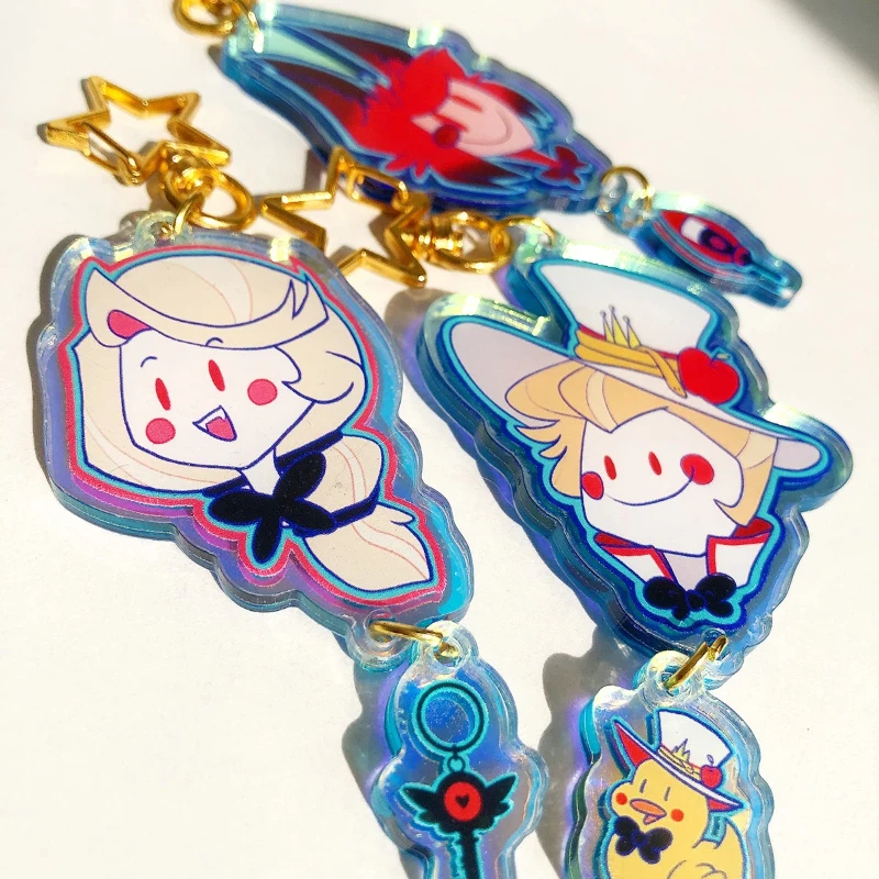In Stock Anime Hazbin Hotel Alastor Angel Dust Addiction Husk Niffty Vox Adam Lucifer Hask Blitzo Cosplay Acrylic Keychain Gifts view 6