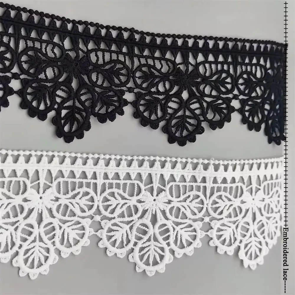 Cintas de encaje de guipur bordadas, tela de encaje de flores, adornos para costura, color blanco y negro, 8CM de ancho