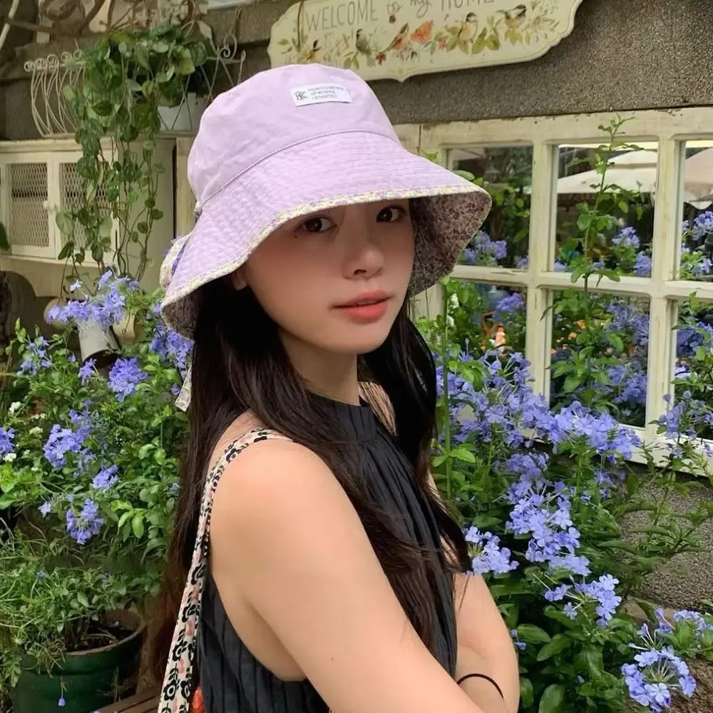 

Floral Print Panama Bucket Hats Double Sided Reversible Women Fisherman Hat Large Brim Sun Protection Summer Sun Hats
