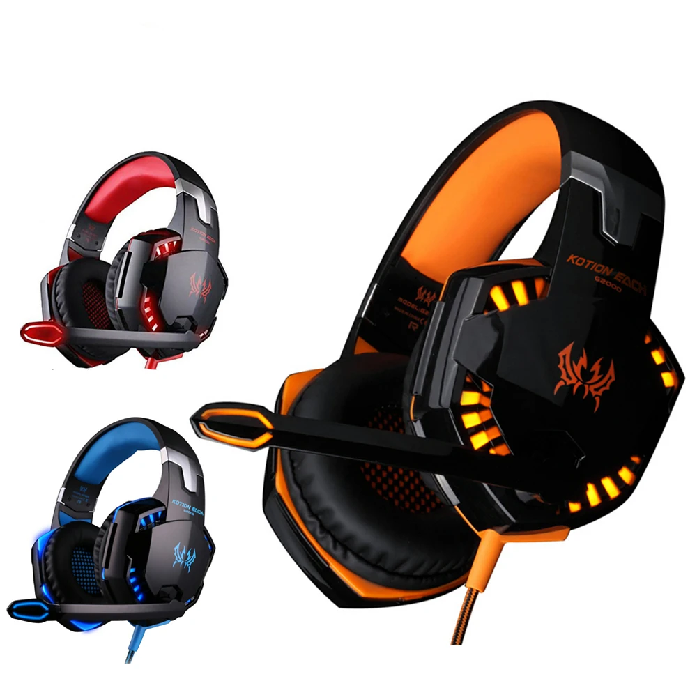 3.5mm Wired Gaming Headphones with Microphone Led Light Leather Earmuff Deep Sound Headsets for Mobile PS4 Laptop Phone PC Gamer