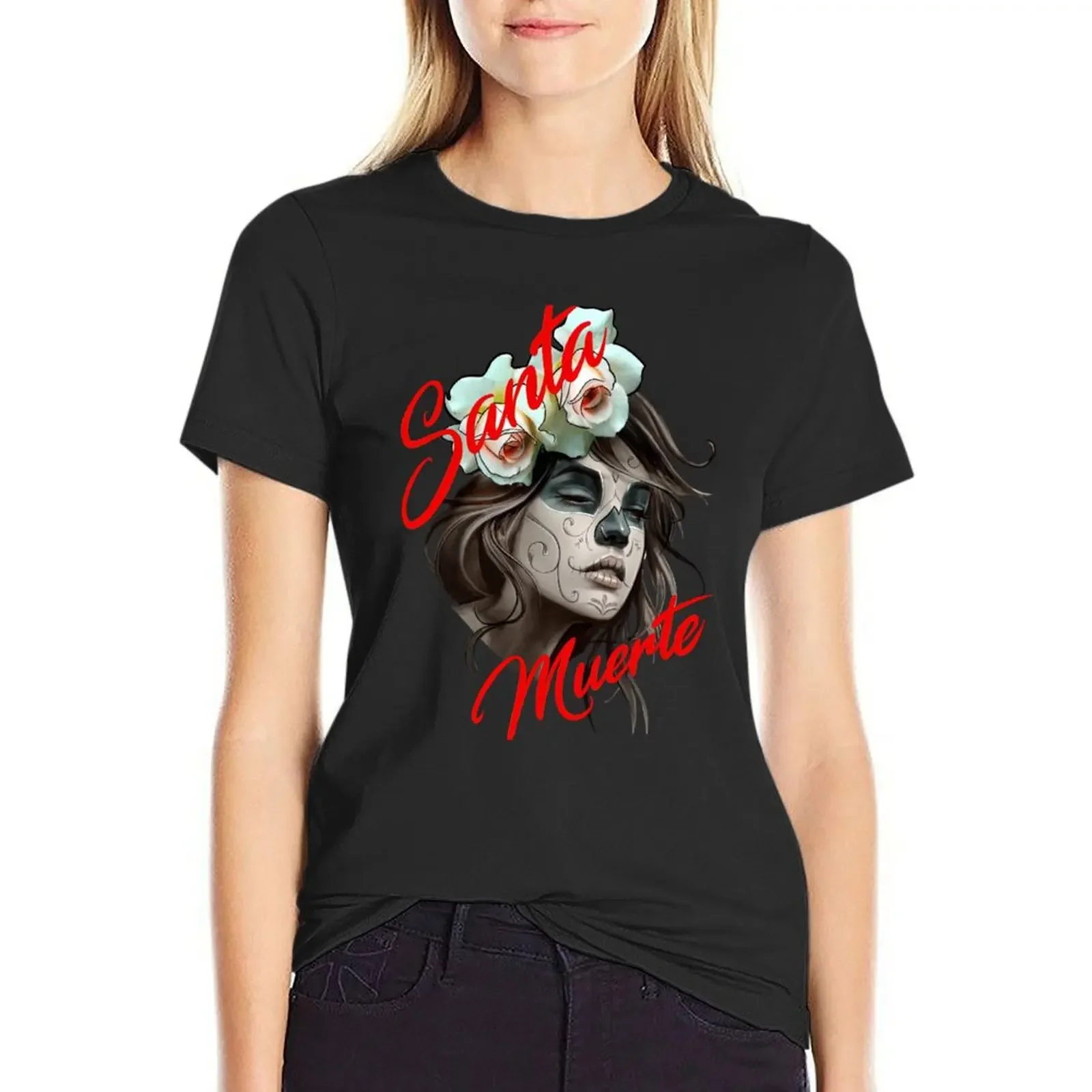 

Santa Muerte Mexican Girl T-Shirt funny sports fans summer tops fashion woman blouse 2025