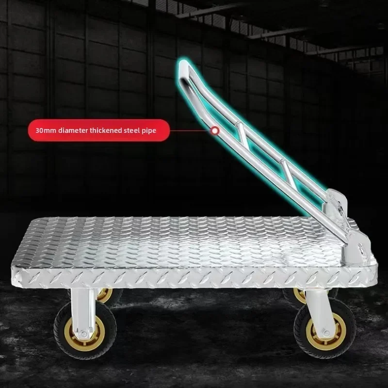 Minimalist Pull goods trolley supermarket warehouse folding hand push silent flatbed trailer labor saving space moving truck