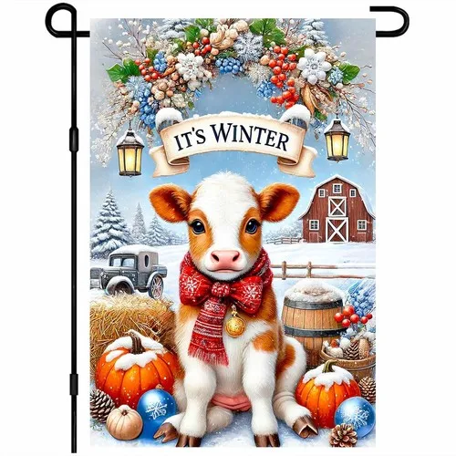 Winter Calf Garden Flag Holiday Yard Banner Double Sided Seasonal, 12x18 Inch XXQ