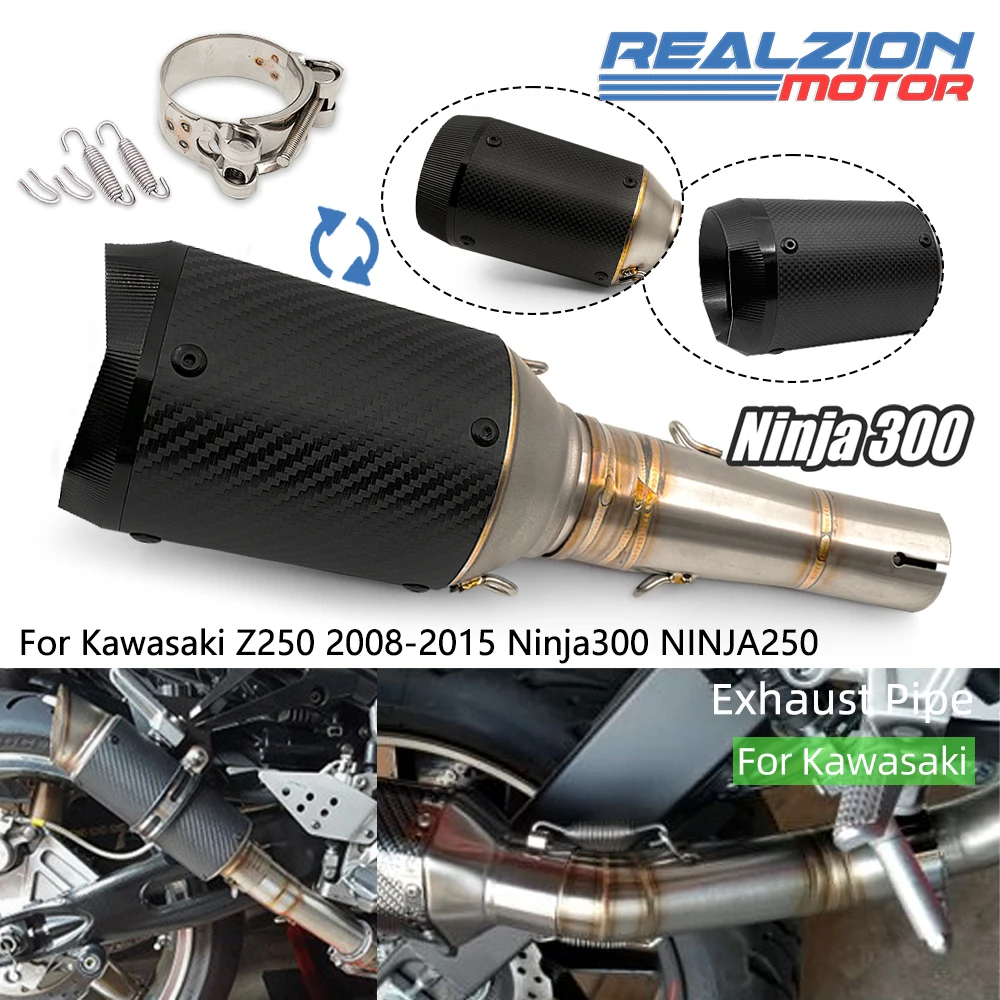 

RZ Moto Accessories For Kawasaki Ninja 300 250 Z250 Z300 2013-2017 Exhaust Mid Link Pipe No Cutting Slip-on 51mm Muffler System