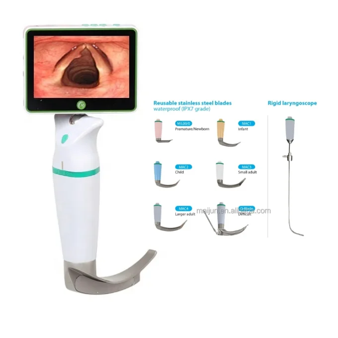 

Medical video laryngoscope reusable video laryngoscope set for emergency optional reusable 304 stainless steel blades